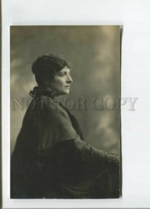 472597 RUSSIA Rich Lady FASHION Fur Black Dress Mourning Vintage REAL PHOTO