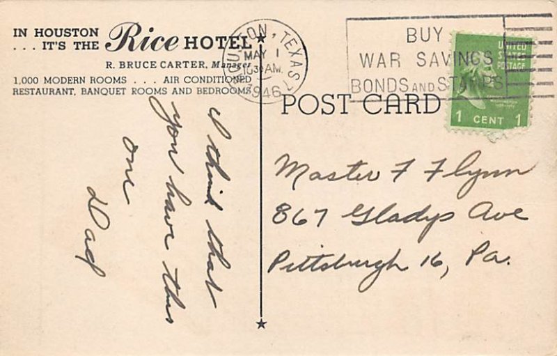 Rice Hotel - Houston, Texas TX