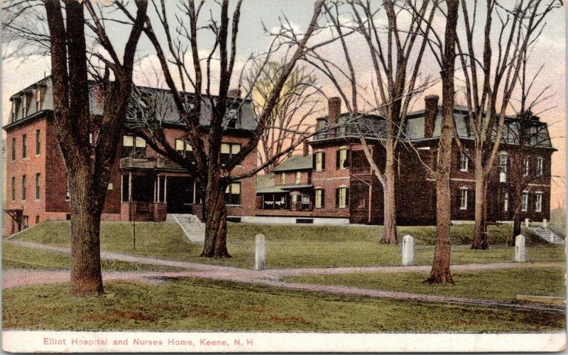 Keene New Hampshire~Elliot Hospital & Nurses Home~Paths Thru Trees~1905 