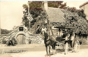 RPPC Postcard; Oldest Wooden Schoolhouse in US, St. Augustine FL Horse & Buggy