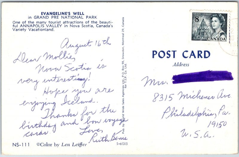 VINTAGE POSTCARD EVANGELINE'S WALL AT GRAND PRE NAT'L PARK NOVA SCOTIA CANADA