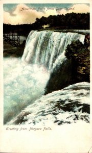 New York Niagara Falls Greeting American Falls From Goat Island