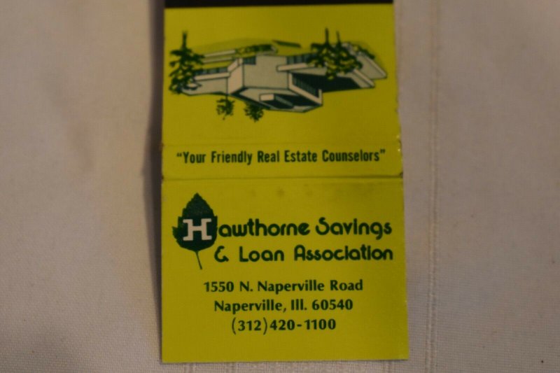 Hawthorne Savings and Loan Association Naperville IL 30 Strike Matchbook Cover