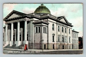 Oklahoma City OK, White Temple, Dome, Entrance Columns, Vintage c1908 Postcard