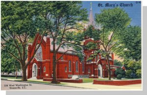 Nice Greenville, South Carolina/SC Postcard, St. Mary's Church, Near Mint!