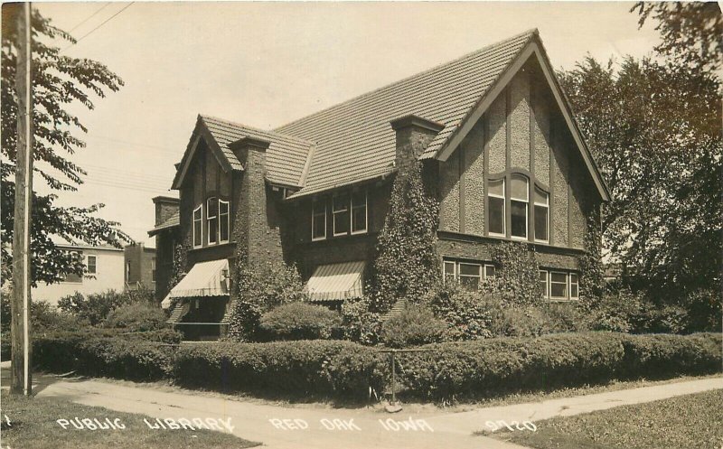 1920s Iowa Red Oak Public Library #9720  RPPC Photo Postcard 22-11864