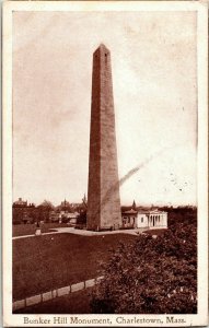 Bunker Hill Monument Charlestown Mass BW Antiqe Divided Back Postcard 1c Stamp 