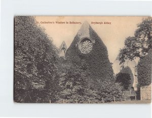 Postcard St. Catherines Window in Refectory Dryburgh Abbey Melrose Scotland