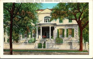 Vtg Savannah GA Old Owen Residence State & Abercon Street 1920s Unused Postcard