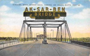 AK-SAR-BEN Road Rail Bridge Omaha Council Bluffs Nebraska Iowa linen postcard