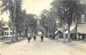 Winchendon MA Central Street Storefronts Horses Postcard