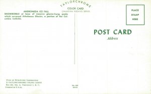 Canada Andromeda Ice Fall Snowmobile Athabasca Glacier Vintage Postcard 07.25