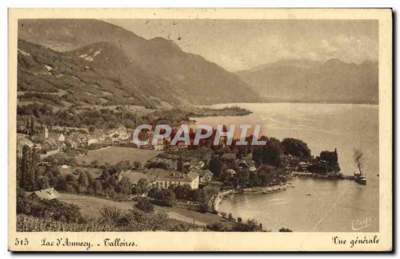 Old Postcard Lake Annecy Talloires General view