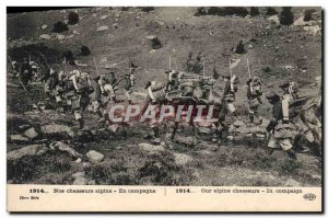 Old Postcard Militaria Alpine hunters in the countryside