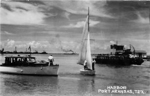 Postcard RPPC 1940s Texas Port Aransas Harbor Boats TX254-3257