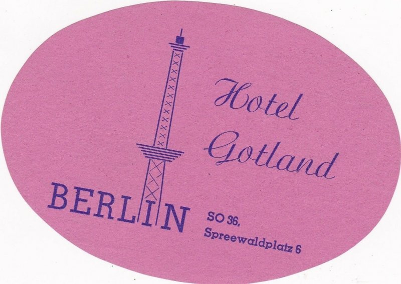 Germany Berlin Hotel Gotland Vintage Luggage Label sk2996