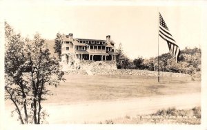 RPPC, Black Hills ND North Dakota  STATE GAME LODGE & US Flag  1930 Postcard