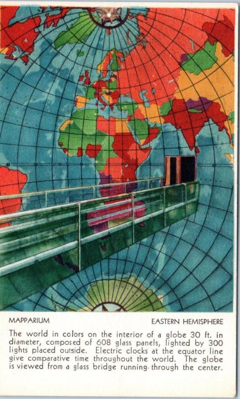 BOSTON, MA Massachusetts   MAPPARIUM   Interior of 30 FT GLOBE c1950s   Postcard