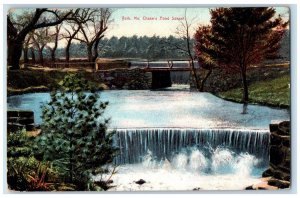 c1910 Bridge, Waterfalls, Chase's Pond Sunset, York Maine ME Postcard