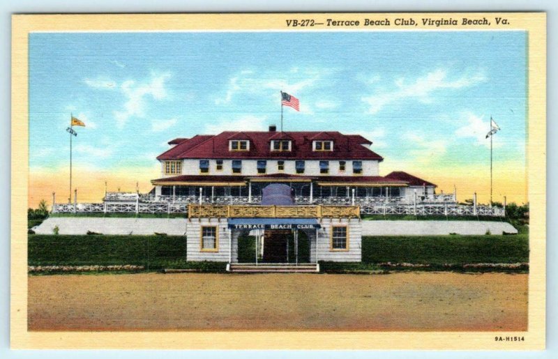 VIRGINIA BEACH, VA ~ Former Hospital TERRACE BEACH CLUB ca 1930s Linen Postcard 