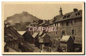 Old Postcard Espalion Set of old houses in the background ruins FEODALES Calm...