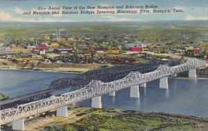 Tennessee Memphis Aerial View Of The New Memphis And Arkansas Bridge And Memp...