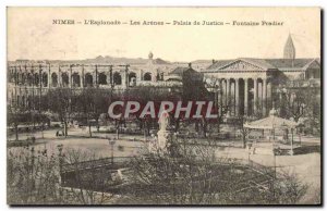 Old Postcard Nimes L & # 39Esplanade Les Arenes Courthouse Fountain Pradier