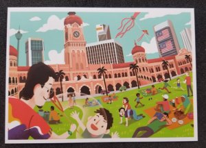 [AG] P148 Malaysia Tourism Kuala Lumpur Merdeka Square Kites Play (postcard *New