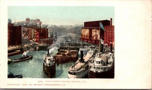 Postcard Rush Street Bridge in Chicago, Illinois