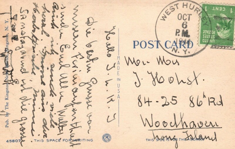 Vintage Postcard 1944 Greetings from West Hurley NY New York Moon over