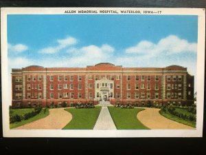 Vintage Postcard 1915-1930 Allen Memorial Hospital Waterloo Iowa