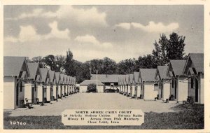 Clear Lake Iowa birds eye view North Shore Cabin Court antique pc ZE686370