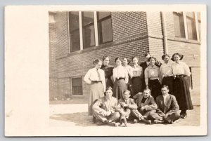 RPPC Goodland Kansas Schoolmates Young Ladies Men Knight Family Postcard U29