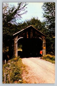Gunn Covered Bridge Over Sugar Tree Fork Near Salem Ohio Vintage Postcard 0066