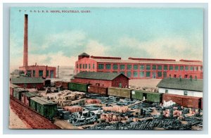 c. 1906 O.S.L.R.R. Shops Pocatello ID Postcard Idaho Railroad Train Yard