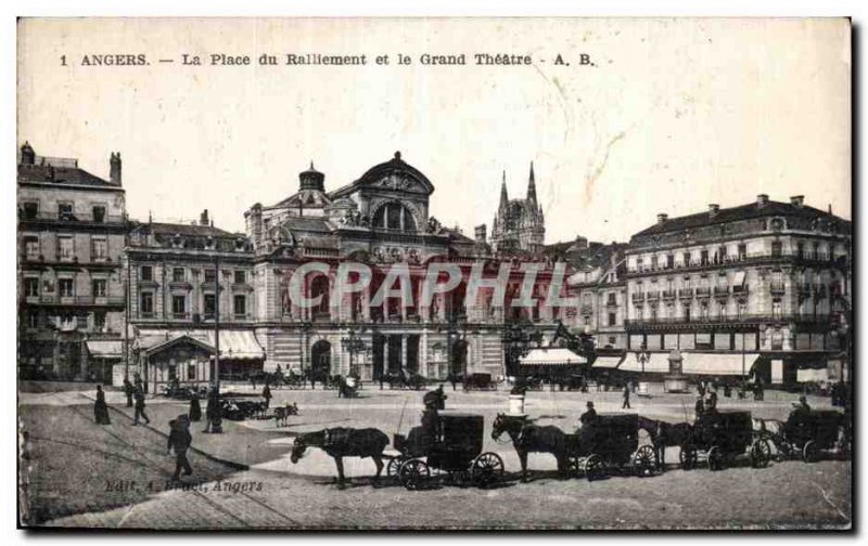 Old Postcard Angers Place of rallying and the great theater