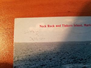 Antique Postcard, Neck Rock and Tinkers Island, Marblehead, MA