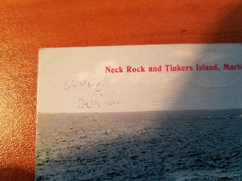 Antique Postcard, Neck Rock and Tinkers Island, Marblehead, MA