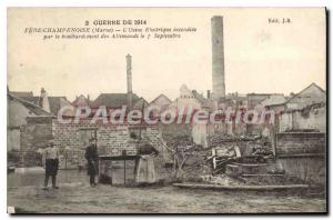 Old Postcard Fere Champenoise Electric Factory fire