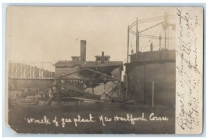 1907 Wreck Of Gas Plant View New Hartford Connecticut CT RPPC Photo Postcard