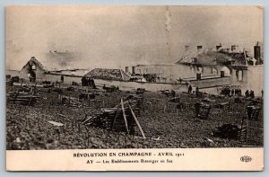 1911  Revolution En Champagne France  Riots  Postcard