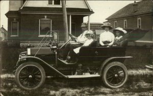 Family in Early Car Ford Model T? c1910 Real Photo Postcard CRISP IMAGE