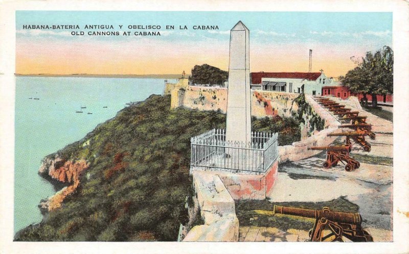 HAVANA, Cuba  LA CABANA FORTRESS  Old Cannons & Obelisk  c1920's Postcard