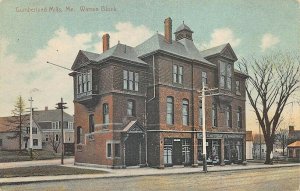 Cumberland Mills ME Warren Block Post Office Storefronts Postcard