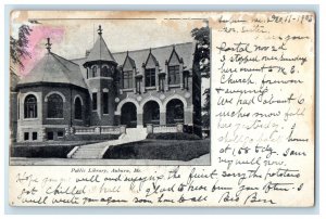 1905 Public Library Building Street View Auburn Maine ME Posted Antique Postcard
