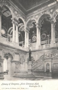 Vintage Postcard Library Of Congress Main Entrance Hall Building Washington D.C.