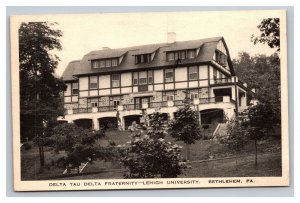 Vintage 1950's Postcard Delta Tau Delta Fraternity Lehigh University Bethlehem