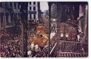 Mardi Gras in New Orleans - Throne Float of King Rex - Vintage Chrome Postcard