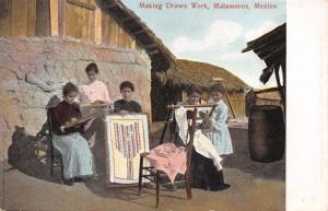 MATAMOROS TAMAULIPAS MEXICO~SEÑORITAS MAKING DRAWN WORK~GROMBACH-FAISAN POSTCARD