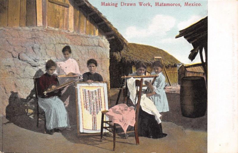 MATAMOROS TAMAULIPAS MEXICO~SEÑORITAS MAKING DRAWN WORK~GROMBACH-FAISAN POSTCARD